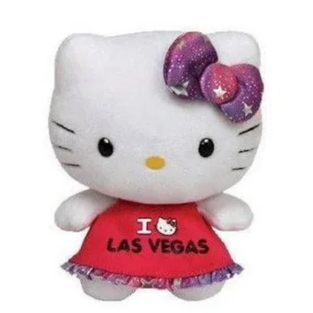 Hello Kitty x TY Las Vegas plush with pink dress and bow new with tags